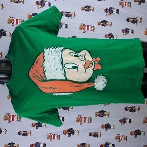 Warner Bros Porky Pig Santa Christmas holiday graphic XL green & red t-shirt